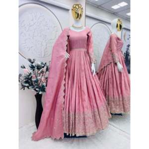 Vestido Anarkali de diseñador con Pent y Dupatta para Fiestas-Vestidos de noche - Product Image 1