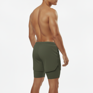 Shorts d'entraînement pour homme, cyclisme, gym, fitness, noir, double couche, séchage rapide, respirant, sport, short de gym pour homme - Product Image 1