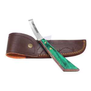 Couteau à sabots en acier Damas de qualité supérieure IRON, outil de fermeur pour le taillage des sabots, lame artisanale, outils vétérinaires, marque privée OEM - Product Image 1