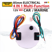 Nuovo Indicatore Multifunzione da Corsa 80mm 4IN1: Pressione Olio 0-10 Bar, Temperatura Acqua, Livello Carburante, Voltmetro con LED a 7 Colori, Lancetta Rossa, Nero, 12V CE