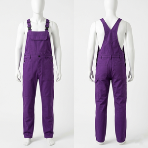 Mens <b>Work</b> Bib <b>Pant</b> 280 GSM Poly Cotton Twill Purple Reinforced Knee Panels Adjustable Straps Custom Embroidery Print - Product Image 1