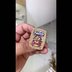 Custom Iced Hip Hop Championship <b>Ring</b> <b>Silver</b> Plated 925 <b>Silver</b> Full Stone Pav Enamel Character <b>Statement</b> <b>Ring</b> Rapper - Product Image 1