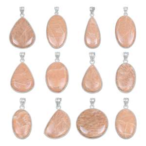 Collares Colgantes Vintage al por Mayor de Latón Chapado en Oro/Plata con Engaste de Bisel y Gema de Amazonita Melocotón para Aniversarios y Ocasiones Especiales - Product Image 4