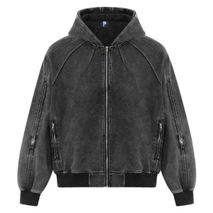 Sweat à capuche zippé pour homme en molleton de coton, coupe oversize, style streetwear, vêtement de sport et d'entraînement, vente en gros - Product Image 1