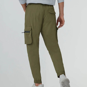 Custom Logo Men's Yale Green Canvas Lightweight Quick Dry Joggers Breathable Casual Classic Fit <b>Trousers</b> Side Pockets Drawstring - Product Image 2