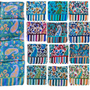 Handmade <b>Silk</b> Paisley Print <b>Scarf</b> Summer Wrap Elegant Gift for Women - Product Image 1