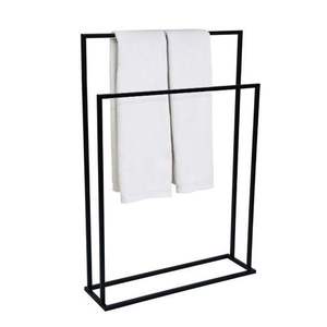 Porte-serviettes métallique autoportant à 2 niveaux, organisateur de serviettes à main noir pour accessoires de salle de bain, double couche - Product Image 4