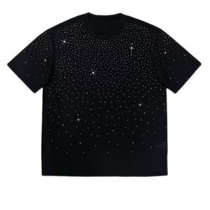 Camisa de Hombre con Logotipo Personalizado, con Pedrería, Cristales Brillantes, Diamantes, de Algodón Ligero Premium, Corte Cuadrado, Manga Corta, Venta al Por Mayor - Product Image 1