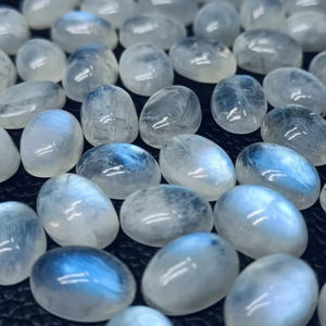 Piedras Preciosas Sueltas de Alta Calidad, Piedra Lunar Arcoíris de Nacimiento de Junio, Cabujón Ovalado de 3-6 Quilates, Premium, Natural, Blanco, Fuego Azul, Curativas - Product Image 1