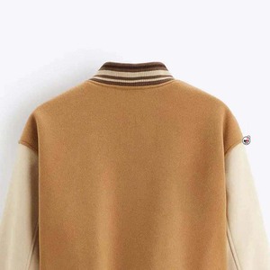 New Design Sports Varsity <b>Jacket</b> <b>Mens</b> Brown Beige <b>Letter</b> G Embroidered Front Button Closure Preppy Style Baseball Varsity <b>Jacket</b> - Product Image 4