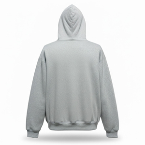 เสื้อสเวตเชิ้ตมีฮู้ดทรงโอเวอร์ไซส์สำหรับผู้ชาย สีเทาล้วน ผ้าฝ้ายฟลีซ สวมใส่สบาย มีกระเป๋าจิงโจ้ ฮู้ดแบบมีเชือกผูก ทรงปกติ - Product Image 4