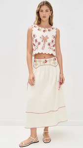 แฟชั่นฮิตปี 2026 เสื้อชีฟองปักลายสีขาว 100% ผ้าฝ้าย ชุดลำลองแขนกุดสำหรับผู้หญิง เอวสูงทรงปกติ - Product Image 5