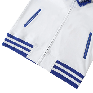High Quality Zeta White Blue Unisex Varsity Fleece Jacket Women Chenille Number Embroidery Greek Sorority Fraternity Jacket - Product Image 4