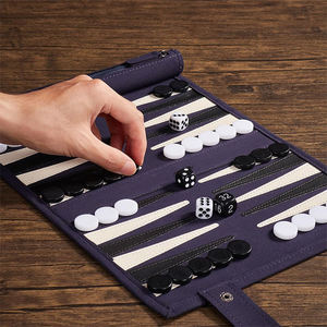 Luxury Suede Microfiber Entertainment <b>Backgammon</b> Game Travel Portable Foldable Customized Roll-Up Chess <b>Backgammon</b> <b>Set</b> - Product Image 2
