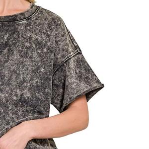 T-shirt unisexe personnalisé avec logo, effet délavé, haute qualité, 100% coton, style streetwear, respirant, coupe classique, 220g, col rond, manches courtes - Product Image 5