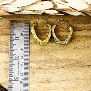 Nuevos Aretes de Aro Boho, Joyería Tribal de Latón para Mujer, Chapados en Oro de 18k, Filigrana Vintage Texturizada, Venta al Por Mayor/OEM/ODM - Product Image 4