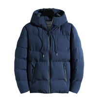 Blouson matelassé bleu marine pour homme, coupe-vent, respirant, décontracté, fermeture éclair, coque en nylon, rembourrage en polyester, col montant
