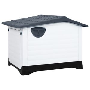 Casa para Perros Pequeña de Polipropileno Gris, Blanco y Negro, Muebles para Mascotas - Product Image 4