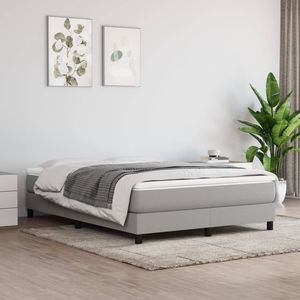 Cadre de lit en tissu gris clair, design élégant et moderne - Product Image 1