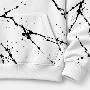 Sweat à capuche décontracté RITS pour homme, imprimé marbre blanc et noir, avec poche avant, coupe classique, pour l'automne, vente en gros - Product Image 6