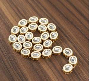 Conector Ovalado de Aleación Chapado en Oro de 18K con Cristales Golden Meena Kaari, Componentes de Joyería Multiusos al por Mayor - Product Image 2