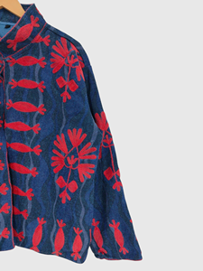 Veste à col mandarin brodée à la main avec motif floral, manches longues, coupe ample, vêtements de printemps pour adultes, coton, taille plus pour femmes - Product Image 5