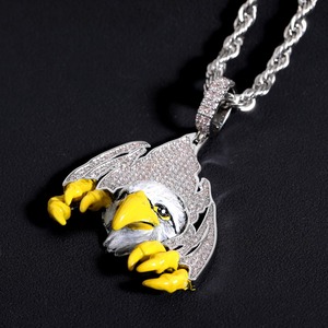 Pendentif Aigle Force & Liberté en Argent 925, Micro-Pavé Moissanite, Style Hip Hop, Breloque Oiseau, Symbole de Protection et de Puissance - Product Image 3