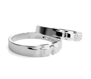 925 Sterling Silver Channel <b>Couple</b> Rings - Product Image 3