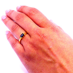 Bagues en argent sterling 925 plaqué or avec onyx noir serti en canal, idéales pour fiançailles, mariage, anniversaire, cadeau unisexe - Product Image 6