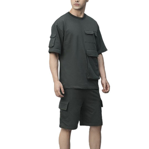 Conjunto de Camiseta y Pantalones Cortos Transpirables para Hombre, 100% Algodón Orgánico de Alta Calidad, Conjunto Deportivo de Verano para Hombre - Product Image 1
