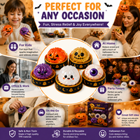 12 pièces Nouveauté transfrontalière Halloween Squishy en forme de boulette de riz, doux, non collant, excellent rebond, anti-stress