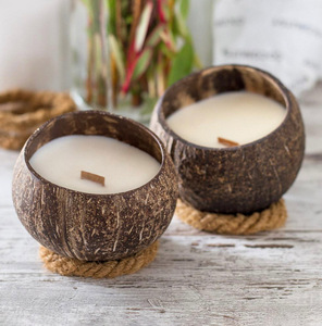 Dinner table decor natural scented vessel <b>candles</b> luxury coconut shell <b>candle</b> supplier price - Product Image 2