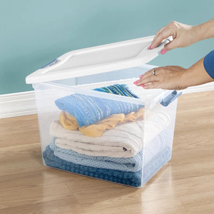 Caja de almacenamiento de plástico transparente de diseño moderno con tapa técnicas de inyección de forma rectangular al por mayor para artículos diversos del hogar - Product Image 4