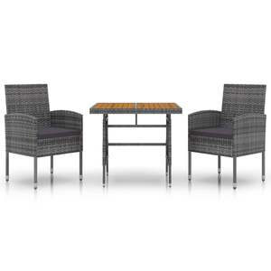 Set da Pranzo per Esterni Durevole in Rattan PE Grigio, Set da Giardino Standard - Product Image 2
