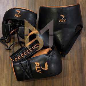 Ensemble d'entraînement de boxe professionnel noir et or avec logo personnalisé, kit de sparring, équipement de combat, ensemble de kick-boxing, fournitures en gros - Product Image 5