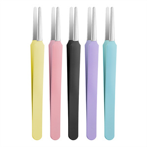 Pince à épiler pour sourcils débutant, type bec de canard, à pointe inclinée, en acier inoxydable, extracteur de points noirs, masque ASI, logo personnalisé, léger - Product Image 3