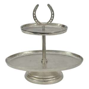 Support à gâteau décoratif ovale à 2 niveaux, style fer à cheval, portable, compatible lave-vaisselle, en métal, pour événements - Product Image 3