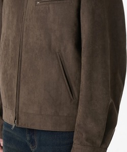 Blouson bomber en daim marron pour homme, col rabattu, fermeture éclair, coupe classique, vêtement d'automne - Product Image 6