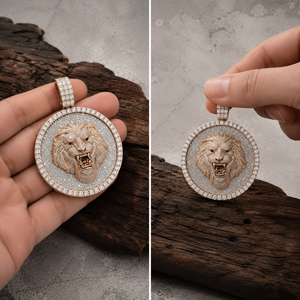 จี้รูปหน้าสิงโตเงินแท้ 925 ประดับเพชร พร้อมสร้อยเทนนิส สไตล์ฮิปฮอป - Product Image 6