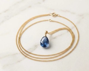 Handcrafted Blue Quartz Teardrop Pendant <b>Necklace</b> Gold Tone Chain Minimalist <b>Boho</b> Style Jewelry Gift for Women - Product Image 4