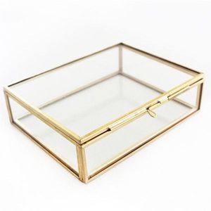 Luxury Brass Gold Glass Jewelry <b>Box</b> Vintage Mirrored <b>Keepsake</b> Organizer Decorative Clear Glass Display <b>Box</b> for Wedding Gift <b>Box</b> - Product Image 2