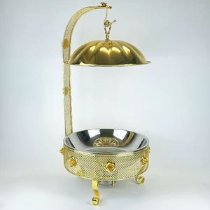 Premium Finish Brass Chafing Dish <b>Buffet</b> <b>Server</b> with Lid and Frame Stand, Perfect Food Warmer for Wedding Hotel & Event Display - Product Image 3