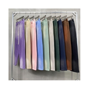 Pantalon de jogging décontracté pour homme, coupe évasée et ample, en molleton de coton épais, délavé à l'acide, avec logo personnalisé, grande taille - Product Image 4