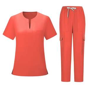 Tenues médicales personnalisées : Blouse d'infirmière à manches courtes, ensemble de blouses médicales extensibles et ajustées - Product Image 1