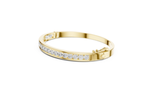 18K Yellow Gold Bezel Emerald Diamond Eternity <b>Bracelet</b>, Contemporary <b>Stacking</b> Diamond <b>Bracelet</b> - Product Image 4