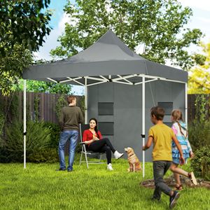 Tenda a baldacchino pop-up resistente 3x3m con pareti laterali UPF50+ e protezione solare istantanea grigia con tasche portaoggetti - Product Image 2