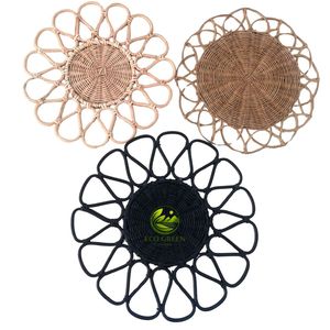 Vintage Rattan Handmade Woven <b>Straw</b> Placemats Wicker <b>Basket</b> Tray Set Boho Farmhouse Holiday Home Decor Picnic Tableware Mat - Product Image 5