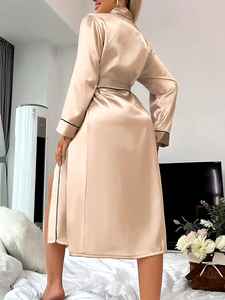 2026 Gran Venta Camisón Largo de Seda para Mujer, Tallas Grandes, Lujoso, de Satén, con Logotipo Personalizado, Uso Casual - Product Image 2