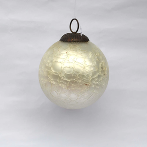 Modern Crackle Glass White Christmas Tree Hanging Ball <b>Ornament</b> Sparkling Eco-Friendly Vinita Impex VIXM 24771 | Festive Decor - Product Image 3