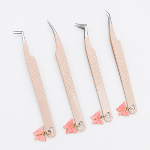 Pince à épiler pour cils en acier inoxydable personnalisée avec pointe inclinée, durable et écologique, design moderne pour les sourcils - Product Image 1